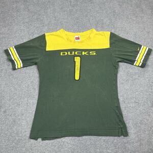 Vintage Y2k Nike Team Oregon Ducks Women's T-Shirt Medium Green Yellow #1